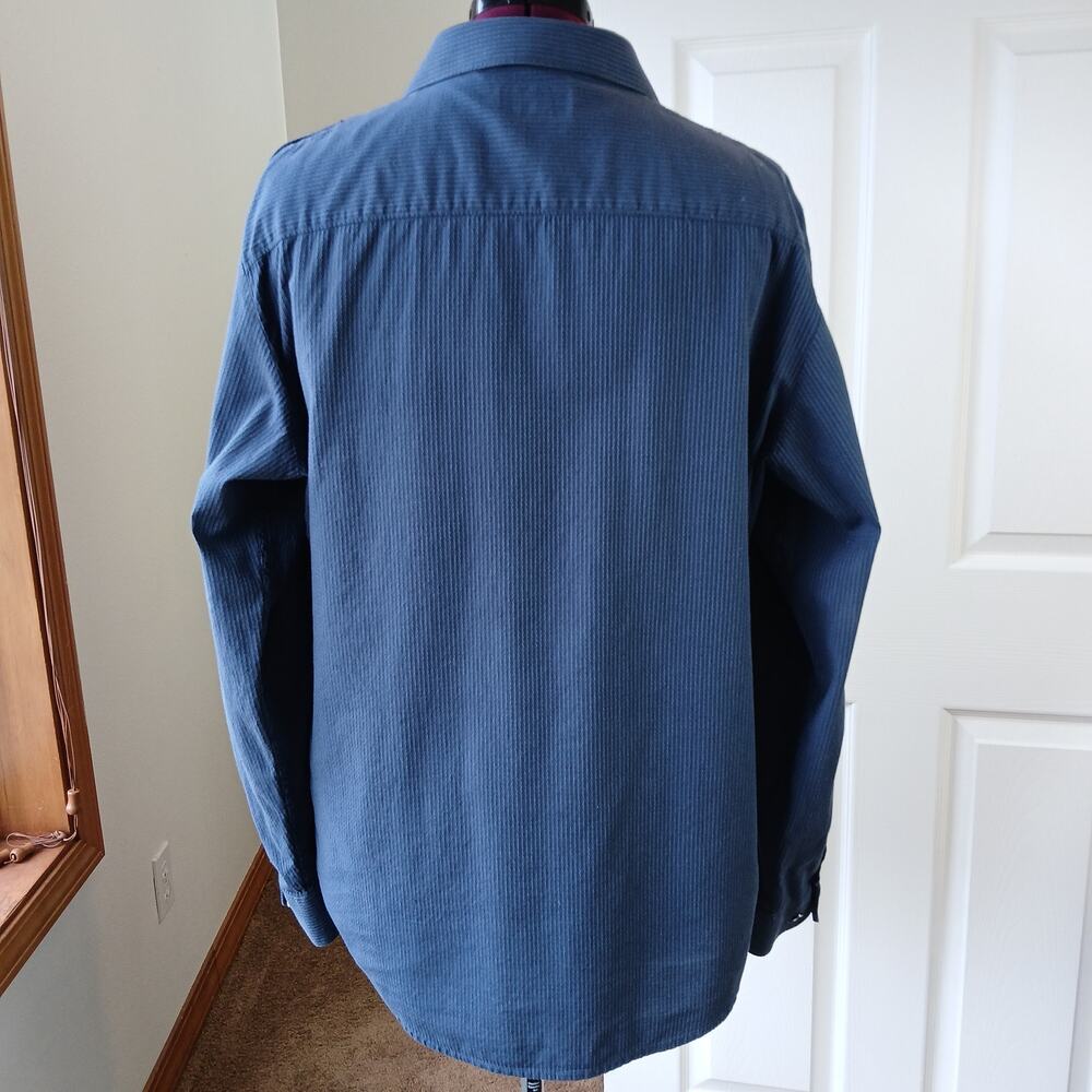 Rock & Republic Blue Cotton Button Up Shirt Mens XL long roll tab sleeves R&R - Picture 5 of 15